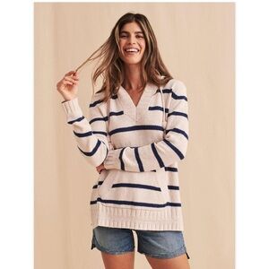 Faherty Kent Sweater Hoodie Women XS Ross Stripe Beach Boho Resort Vacation